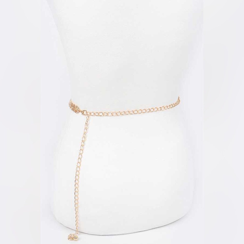 Plus Size Gold Metal Chain Adjustable Statement Belt - Picture 2 of 3